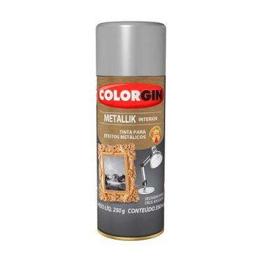Imagem de Tinta Spray Acrílica Metallik Spray Metallik Prata 350ml para Ferro Madeira Cerâmica e Metal Colorgin