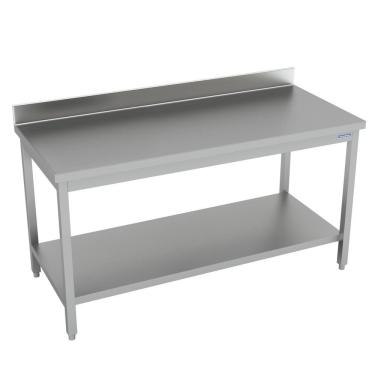 Imagem de Mesa de Encosto em Aco Inox com Prateleira Inferior 1300x700mm Altura Regulavel Tramontina