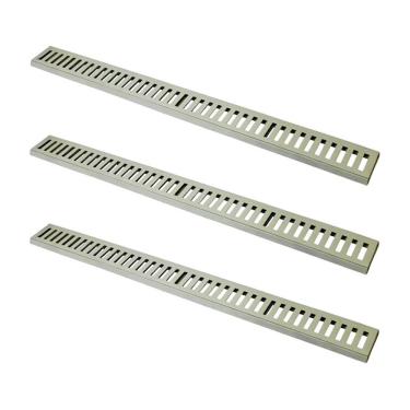 Imagem de Kit 3 Ralo Grelha Linear com Caixilho 3309X3GDA Captação de Águas Pluviais Alumínio Bege GDA Industria e Distribuidora