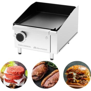 Imagem de Chapa Comercial 1 Queimador 5mm 30x40 Marchesoni A Gás Inox