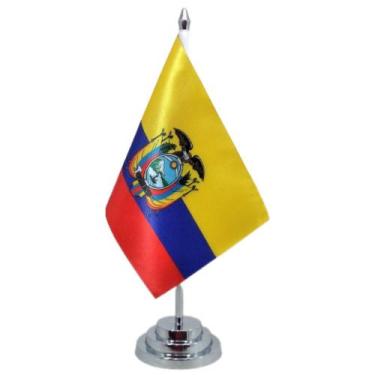 Imagem de Bandeira Mesa Equador Com 29 Cm (mastro) Altura Poliéster - SP Bandeir