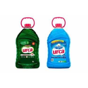 Imagem de Kit 1 Lava Roupas Liquido Urca Verde 5l + 1 Amaciante Urca Brisa Azul 