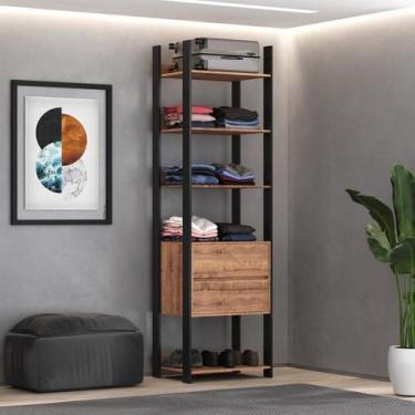 Imagem de Estante Closet Industrial 2 Gavetas 5 Prateleiras M116 Marrom/Preto/So