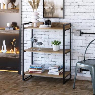 Imagem de Estante de Livros Industrial Aço 80CMX104CM 3 Prateleiras Kuadra Marro