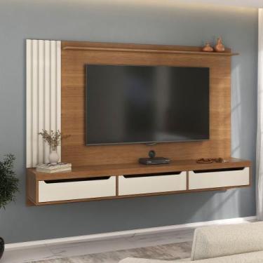 Imagem de Painel Ripado para TV até 75 Polegadas MDF 200CMX137,5cm 3 Gavetas Pre