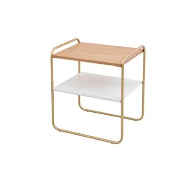 Imagem de Mesinha Lime Lateral Sala Sofá Cama Decor Dourado - Studio Metal Madei