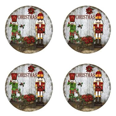 Imagem de Kit 4 Sousplat Natal Lugar Americano Redondo 33cm Quebra Nozes Decoracao Enfeite Mesa Posta