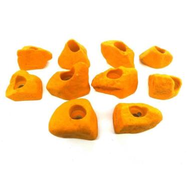 Imagem de Kit 10 Agarras Parede Escalada Realrocks Amarela Sem Fixador
