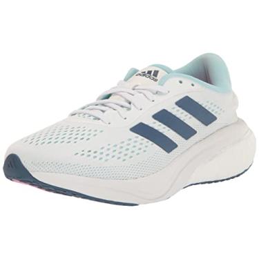 Imagem de adidas Tênis de corrida feminino Supernova 2, Branco/Wonder Steel/Azul Bliss, 41