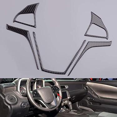Imagem de MIVLA 1 conjunto de guarnição de adesivo de capa de volante preto de fibra de carbono, para chevrolet camaro 2013 2014 2015 decoração do carro acessórios do carro