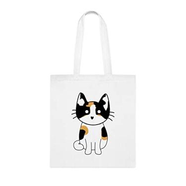 Imagem de Calico Cat, sacola de gato Calico, bolsa de ombro de gato Calico, bolsas reutilizáveis para gatos Calico, ideia de presente de cesta de Natal de aniversário, presente para ela, presente