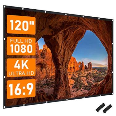 Imagem de Tela de projeção de 120 polegadas 16:9 para home theater ou quintal 4K ao ar livre dobrável e portátil tela branca de projeção de filmes HD para projetor