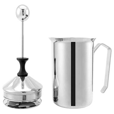 Imagem de 3 Pcs Batedor de creme de leite - Batedor de leite manual de aço inoxidável | Espuma de leite com bomba manual com tela de filtro para cappuccino café com leite chocolate quente, capacidade de Edorco