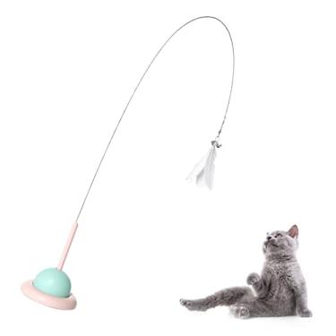 Imagem de brinquedo gato interativas - Cat Wand Hands- Auto Interativo Brinquedo Gato | Brinquedo para gato haste sucção para gato fio aço portátil penas naturais cabeça sinos varinha Visn