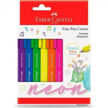 Imagem de Caneta Fine Pen Colors 6 Cores Neon Faber Castell