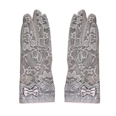 Imagem de Luvas Curtas de Renda, Luvas de Renda Femininas Duráveis ​​que Não Desbotam (Cinza)