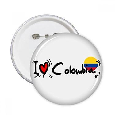 Imagem de I Love Colombia Palavra Bandeira Amor Ilustração de Coração Pinos Redondos Emblema Botão Decoração Acessório 5 peças