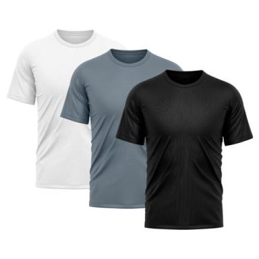 Imagem de Kit 3 Camisetas Masculina Dry Fit Proteção Solar Uv Básica Lisa Treino