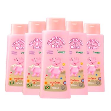 Imagem de Deo Colônia Perfume Infantil Cheirinho de Bebê Rosa 750ml (Kit com 5 Unidades)