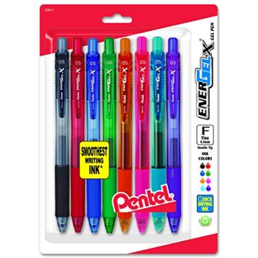 Imagem de Pentel, Caneta de gel líquido retrátil EnerGel-X, 0,5 mm, ponta de agulha, tinta sortida, pacote com 8