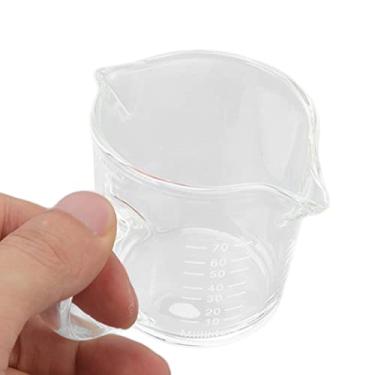 Imagem de plplaaobo Copo de medição de vidro, bico duplo reutilizável isolado resistente copo de leite de café copo de medição de vidro italiano para café casa cozinha