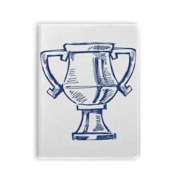 Imagem de Caderno azul de troféu do campeonato de futebol com capa macia Diário