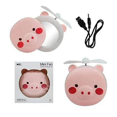 Imagem de Mini Ventilador Com Espelho Led Portátil Usb Fan Recarregavel