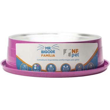 Imagem de Comedouro Ergonômico NF Pet Mr. Bigode Antiformigas Rosa para Gatos - 1,8 L