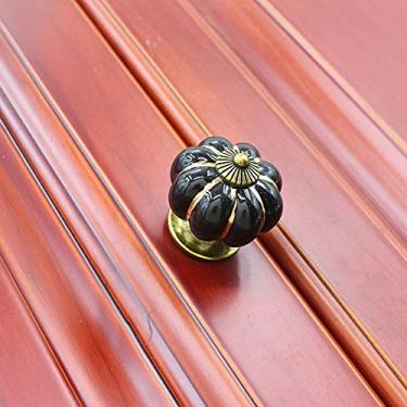 Imagem de Retro Abóbora Cerâmica Porta Maçaneta Cozinha Colorido Armário Gaveta Armário Locker Puxar Alça Armário Armários & amp; Botão Vanity, 2