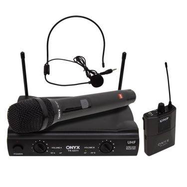 Imagem de Microfone sem Fio Duplo Mão e Headset TK U211 UHF Onyx