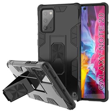Imagem de PunkCase Capa para Galaxy Note 20 [série ArmorShield] Capa protetora de camada dupla estilo militar com suporte de anel de metal e suporte | Proteção total para Galaxy Note20 5G (6,7 polegadas) [Preto]