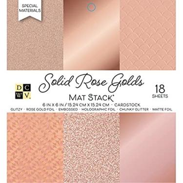 Imagem de DCWVE DCWV Specialty Stack-15,24 x 15,24 cm, folha única e glitter - assento PS-006-00132, 15,24 x 15,24 cm, ouro rosa sólido, 6 modelos/3 cada