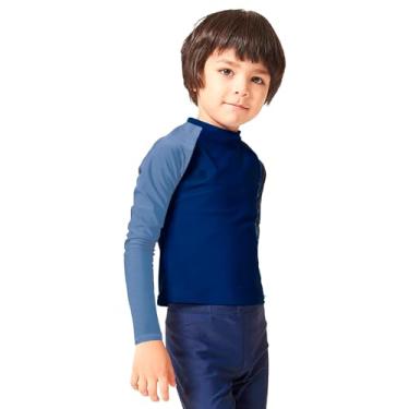 Imagem de Camiseta Manga Longa Infantil Proteção Solar UV 50+ Praia Aloe Vera Slim bebe Criança (8-9 anos, Azul C/azul claro)