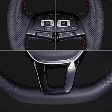 Imagem de BORATO Cobertura de volante de costura manual de couro preto para carro, para Suzuki SX4 Alto Old Swift Opel Agila Acessórios