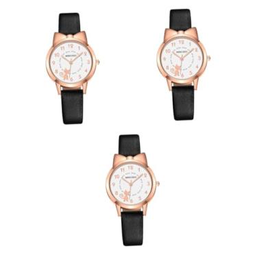 Imagem de Adorainbow 2 peças relógio feminino animal relógio de pulso decorativo relógios de moda para mulheres presente de festa terno feminino, Preto x 3 peças, 0.5X2.5X21.5CMx3pcs