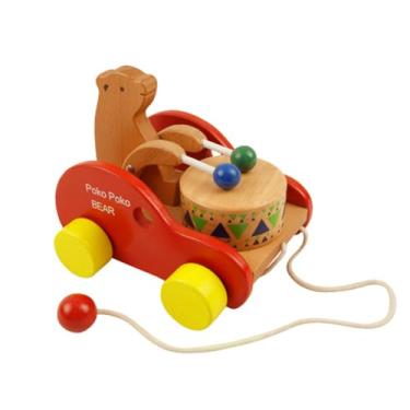 Imagem de ifundom brinquedos conjunto de madeira caminhar ao longo do brinquedo puxar brinquedo quebra-cabeça prato combinado filho Bambu