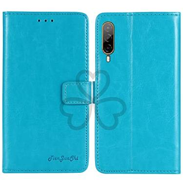 Imagem de TienJueShi Suporte de livro azul retrô flip protetor de couro TPU capa de silicone para HTC Desire 22 Pro 6,6 polegadas capa de gel carteira etui