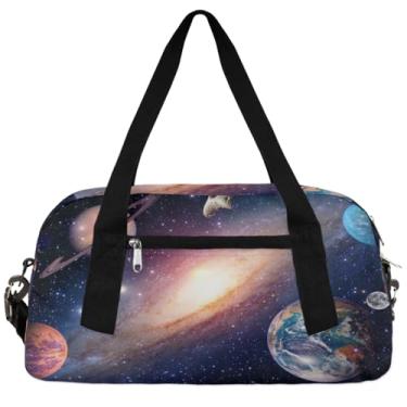 Imagem de Bolsa esportiva infantil Via Láctea, galáxia, planeta, bolsa esportiva de ginástica para o espaço sideral, bolsa de viagem de fim de semana, bolsa de ginástica esportiva para meninos e meninas, bolsa