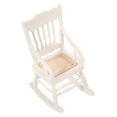 Imagem de ERINGOGO 3 Pecas 1/12 cadeira de balanço miniatura casa Cadeirinha de balanço branca Cadeira de balanço para bonecas brinquedos infantis brinquedos de cadeira alta cadeira de madeira Fada