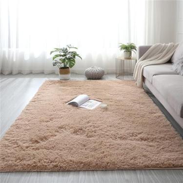 Imagem de Tapetes grandes peludos para sala de estar, branco, rosa, decoração de casa, corredor, mesa de centro, quarto, cabeceira, tapetes antiderrapantes fofos, cor camelo, 160 x 230 cm, 63 x 90 pol