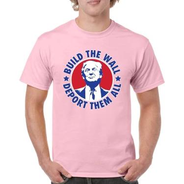 Imagem de Camiseta masculina Donald Trump 2024 Build The Wall Deport Them All MAGA America First FJB Republican President 47, Rosa claro, G