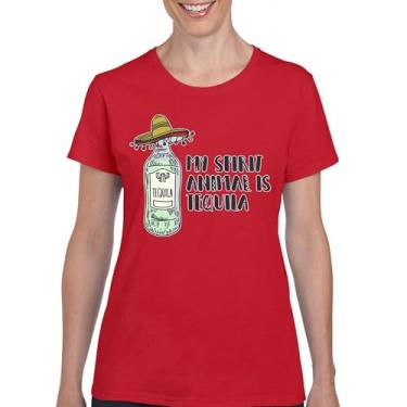 Imagem de Camiseta feminina My Spirit Animal is Tequila T-Shrit Cinco de Mayo Party Drinking, Vermelho, XXG