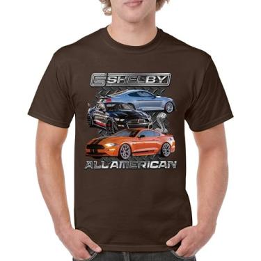 Imagem de Camiseta masculina Shelby All American Cobra Mustang Muscle Car Racing GT 350 GT 500 Performance Powered by Ford, Marrom, 4G