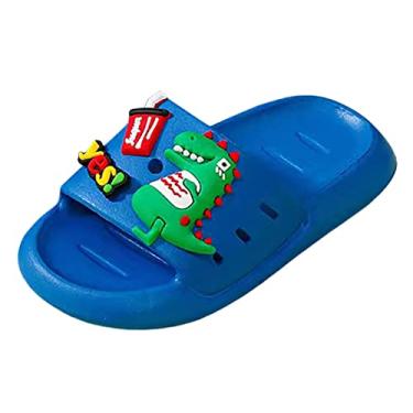 Imagem de Chinelo infantil infantil de dinossauro, sola grossa, chinelos bonitos de verão para uso ao ar livre, sapatos aquáticos para meninas e meninos, Azul, 1 Big Kid