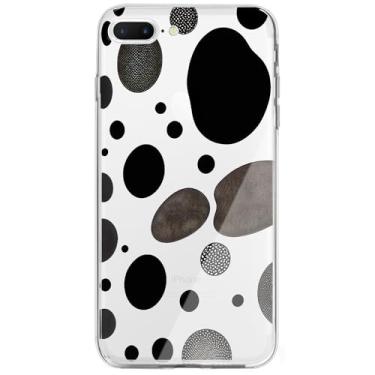 Imagem de Berkin Arts Capa macia transparente compatível com iPhone SE (2022)/(2020)/iPhone 7/iPhone 8 com design de impressão de vaca capa protetora de para-choque bonito transparente preto branco granulado
