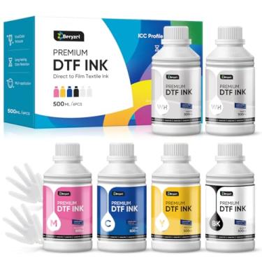 Imagem de Beryzol Tinta DTF premium 500 ml x 6, kit de conversão de tinta de transferência DTF, refil para impressoras DTF Epson ET-8550, XP-15000, L1800, L805, R1390, R2400, DX7, impressão por transferência de