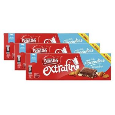 Imagem de 3 Barra Chocolate Ao Leite E Amêndoas Nestlé Extrafino 270G - Nestle