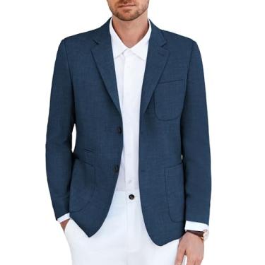 Imagem de GRACE KARIN Blazer masculino casual leve jaqueta esportiva slim fit para homens, Azul, P