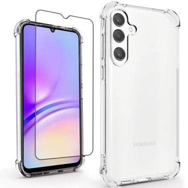 Imagem de Capa para Samsung Galaxy A55 5G: Protetor de tela transparente integrado unissex à prova de choque flexível TPU Slim Fit transparente para telefone protetor transparente para Samsung A55 5G Capa