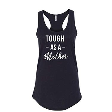 Imagem de TeesMe Imprints Tough As A Mother Camiseta regata feminina estampada sem mangas nadador, Preto, PP